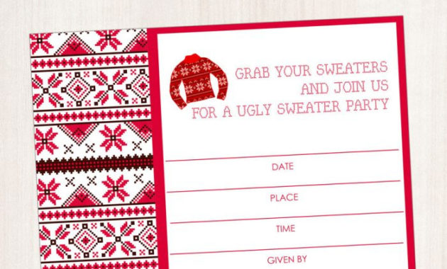 Free Ugly Sweater Party Invite Printable Intended For Awesome Free Ugly Christmas Sweater Certificate Template