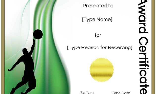 Free Volleyball Certificate Edit Online And Print At Home For Volleyball Certificate Templates
