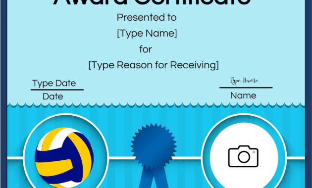 Free Volleyball Certificate Edit Online And Print At Home Inside Amazing Volleyball Mvp Certificate Templates