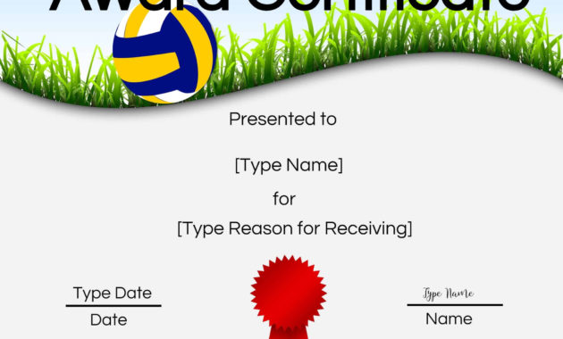 Free Volleyball Certificate Edit Online And Print At Home Inside Editable Tennis Certificates