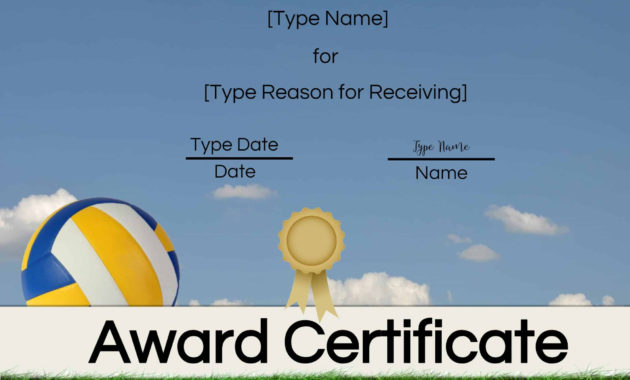 Free Volleyball Certificate Edit Online And Print At Home With Regard To Quality Volleyball Award Certificate Template Free