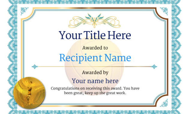 Free Volleyball Certificate Templates Add Printable Inside Quality Tennis Gift Certificate Template