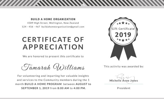 Free Volunteer Certificate Of Appreciation Template In For Best Volunteer Certificate Templates