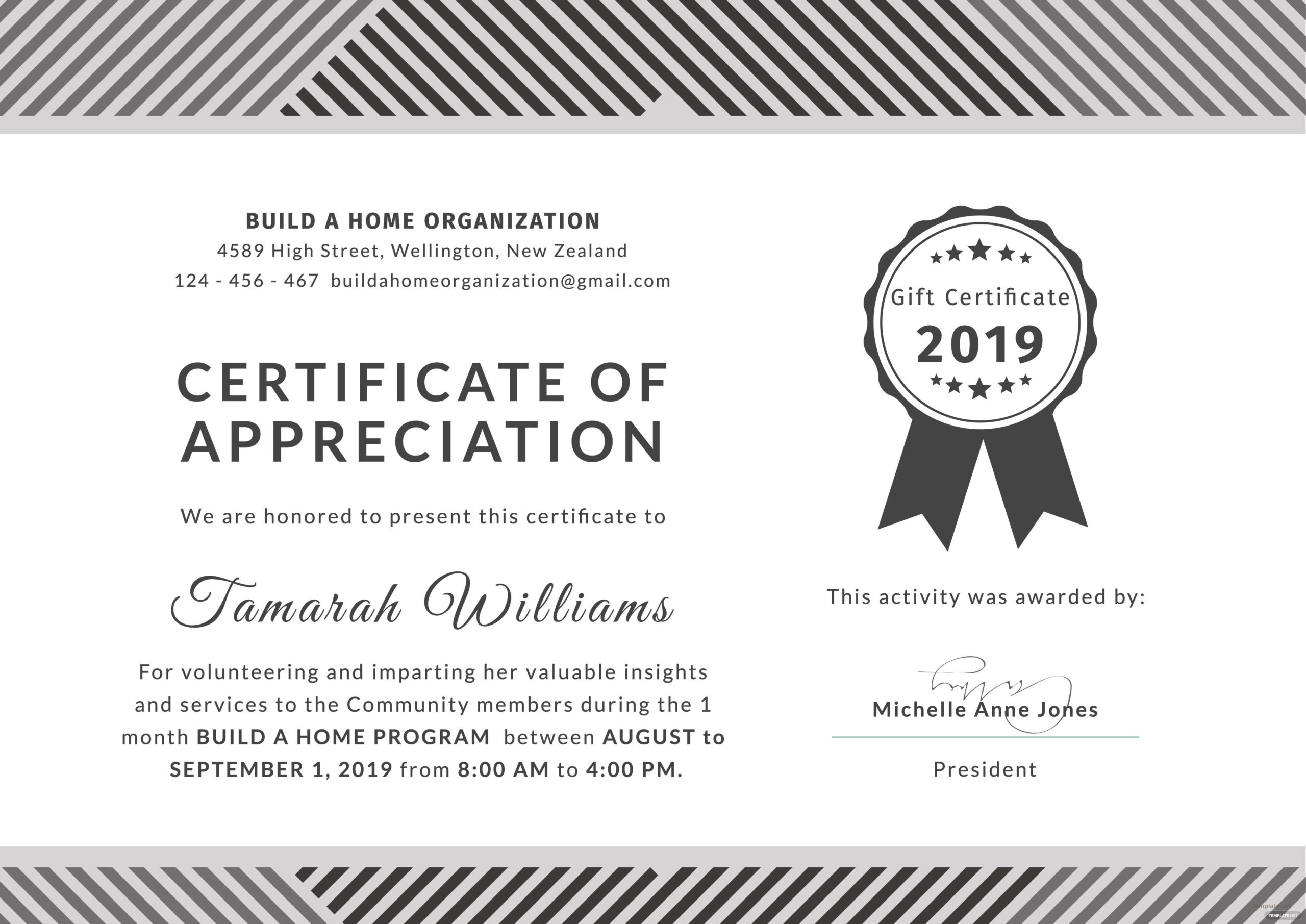 Free Volunteer Certificate Of Appreciation Template In For Best Volunteer Certificate Templates