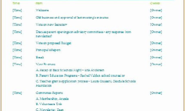 Fresh Pta Meeting Minutes Template Audiopinions Document Intended For Pta Meeting Agenda Template
