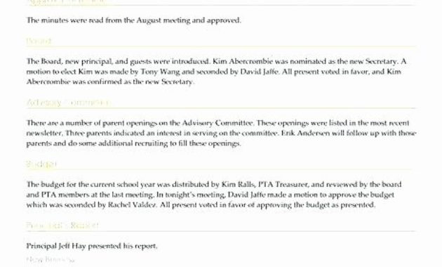 Fresh Pta Meeting Minutes Template Audiopinions Document With Awesome Pta Meeting Agenda Template