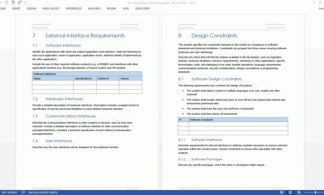 Functional Requirements Specification Template Ms Word With Regard To Business Requirements Document Template Word