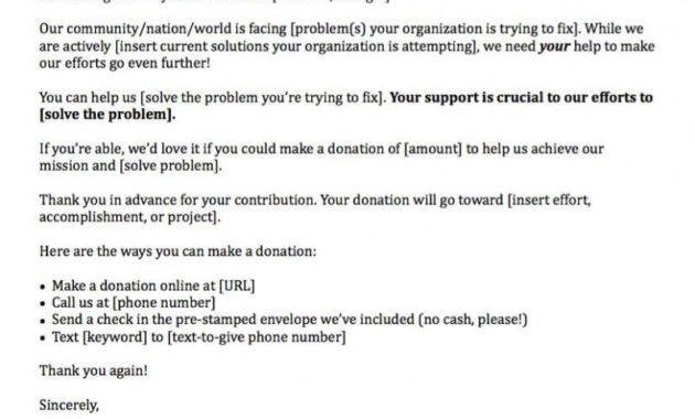 Fundraising Made Effortless With 13 Donation Request Letters Within Business Donation Letter Template