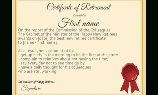 Funny Certificate Retirement Yellow Template Card 1115 With Regard To Best Funny Certificate Templates