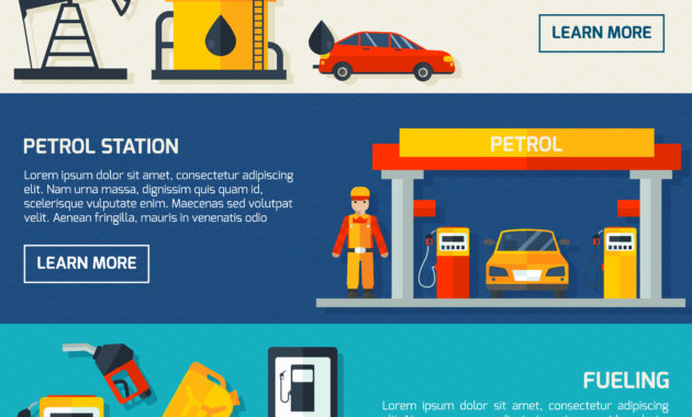 Gas Petrol Station Flat Banners Set Download Free For Petrol Station Business Plan Template
