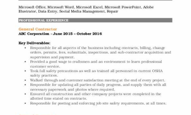 General Contractor Resume Samples Qwikresume Throughout General Contractor Business Plan Template