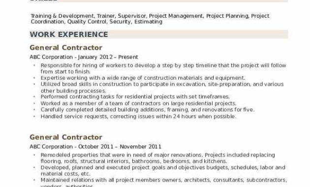 General Contractor Resume Samples Qwikresume With General Contractor Business Plan Template