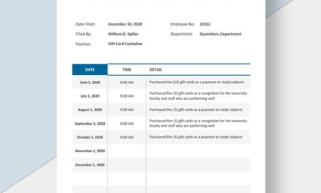 Gift Card Audit Log Reconciliation Template Word For Gift Certificate Log Template