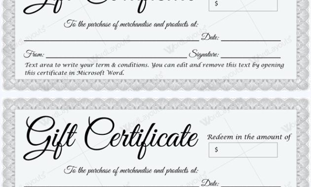 Gift Certificate 30 Word Layouts In Free Sales Certificate Template