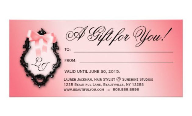 Gift Certificate Hair Salon Stylist Bows Peach Rack Card Pertaining To Free Hair Salon Gift Certificate Templates