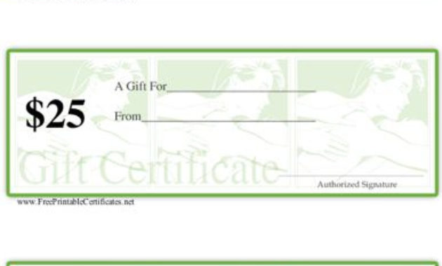 Gift Certificate Massage/Spa Printable Certificate Intended For Massage Gift Certificate Template Free Download