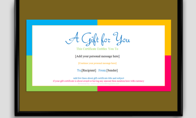 Gift Certificate Template 6 Fillable Certificate Intended For Fillable Gift Certificate Template Free