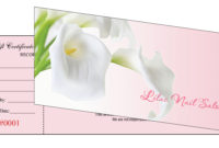 Gift Certificates Printing For Nail Salon With Awesome Nail Salon Gift Certificate