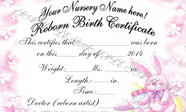 Girl Birth Certificate Template Calepmidnightpigco For Best Baby Doll Birth Certificate Template