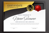 Golden Certificate Of Appreciation Template Download Within Certificate Of Appreciation Template Doc