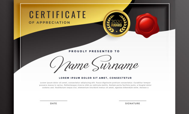 Golden Certificate Of Appreciation Template Download Within Certificate Of Appreciation Template Doc