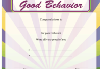 Good Behavior Certificate Printable Certificate Within Free Good Behaviour Certificate Editable Templates