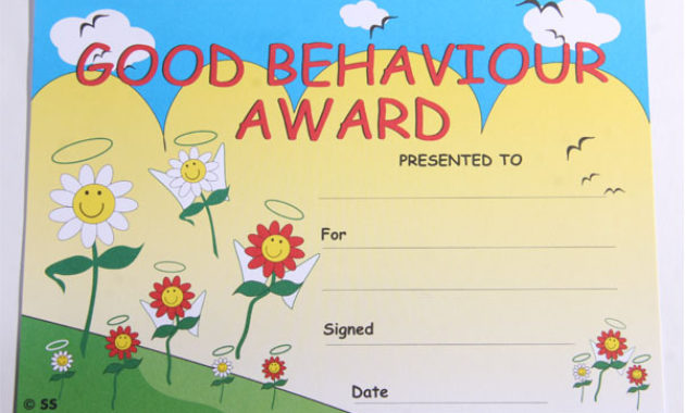 Good Behaviour Award Mol An Óige In Free Good Behaviour Certificate Editable Templates