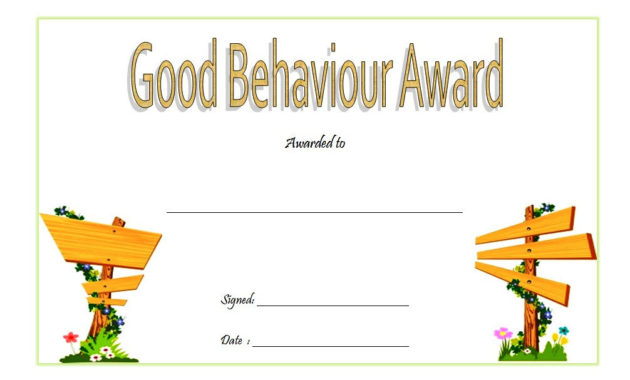 Good Behaviour Certificate Editable Templates 10 Best Pertaining To Best Physical Education Certificate 8 Template Designs