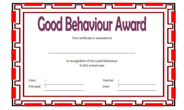 Good Behaviour Certificate Editable Templates 10 Best With Printable Pe Certificate Templates
