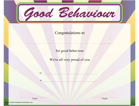 Good Behaviour Certificate Template Download Printable Pdf With Regard To Good Behaviour Certificate Templates