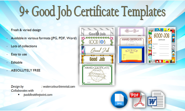 Good Job Certificate Template 9 Great Designs With Regard To Good Job Certificate Template Free