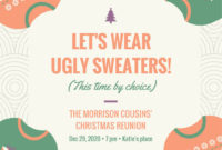 Green Orange Christmas Ugly Sweater Party Invitation Pertaining To Free Ugly Christmas Sweater Certificate Template