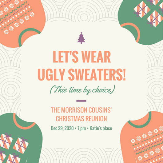 Green Orange Christmas Ugly Sweater Party Invitation Pertaining To Free Ugly Christmas Sweater Certificate Template