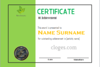 Green Word Certificate Of Achievement Template For Free Certificate Of Achievement Template Word