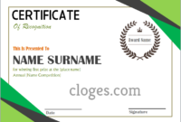 Green Word Certificate Of Recognition Template Pertaining To Certificate Of Recognition Template Word