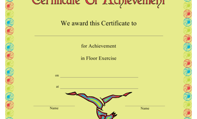 Gymnastics Floor Exercise Certificate Of Achievement With Regard To Gymnastics Certificate Template