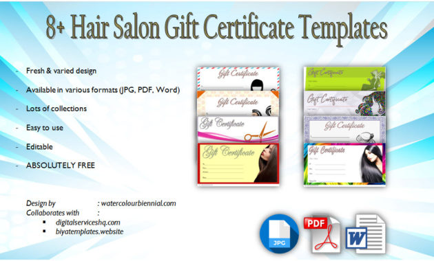 Hair Salon Gift Certificate Templates 8 Beautiful Inside Free Printable Hair Salon Gift Certificate Template