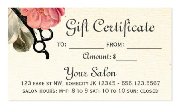 Hair Stylist Hairstylist Gift Card Certificate Zazzle Intended For Amazing Beauty Salon Gift Certificate