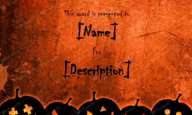 Halloween Award Certificates 5 Printables For Microsoft Throughout Quality Halloween Costume Certificates 7 Ideas Free