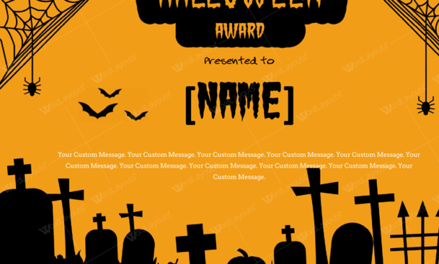 Halloween Award Certificates 5 Templates For Microsoft Word With Regard To Halloween Costume Certificate