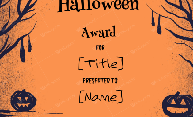 Halloween Award Certificates 5 Templates For Microsoft Word Within Halloween Costume Certificates 7 Ideas Free