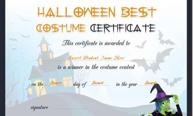 Halloween Best Costume Certificate Templates Word Within Halloween Costume Certificate Template