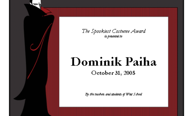 Halloween Costume Award Free Certificate Templates In In Halloween Costume Certificate