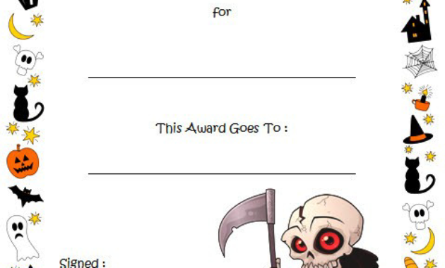 Halloween Costume Certificates 7 Template Ideas Free Intended For Halloween Certificate Template