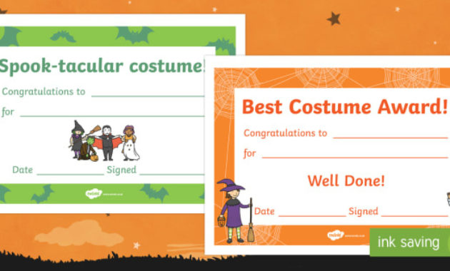 Halloween Costume Certificates Teacher Made With Regard To Halloween Costume Certificate