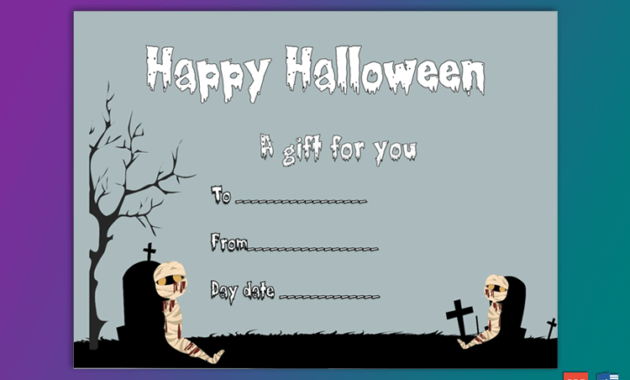 Halloween Gift Certificate Mummy Themed Border Gct With Regard To Free Halloween Gift Certificate Template Free