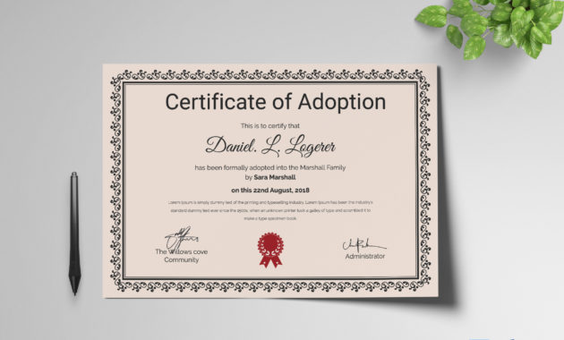 Happy Adoption Certificate Design Template In Psd Word Intended For Cat Adoption Certificate Template 9 Designs