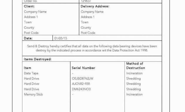 Hard Drive Destruction Certificate Template Inside Quality Free Certificate Of Destruction Template