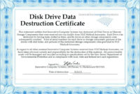 Hard Drive Destruction Certificate Template Templates Regarding Awesome Certificate Of Destruction Template