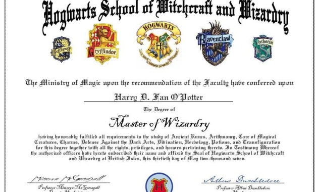 Harry Potter Diploma Carlynstudio For Quality Harry Potter Certificate Template